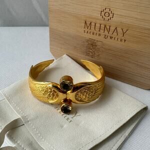Munay Sacred Jewelry Guardian Angel Wings Cuff Gold Plated Bracelet